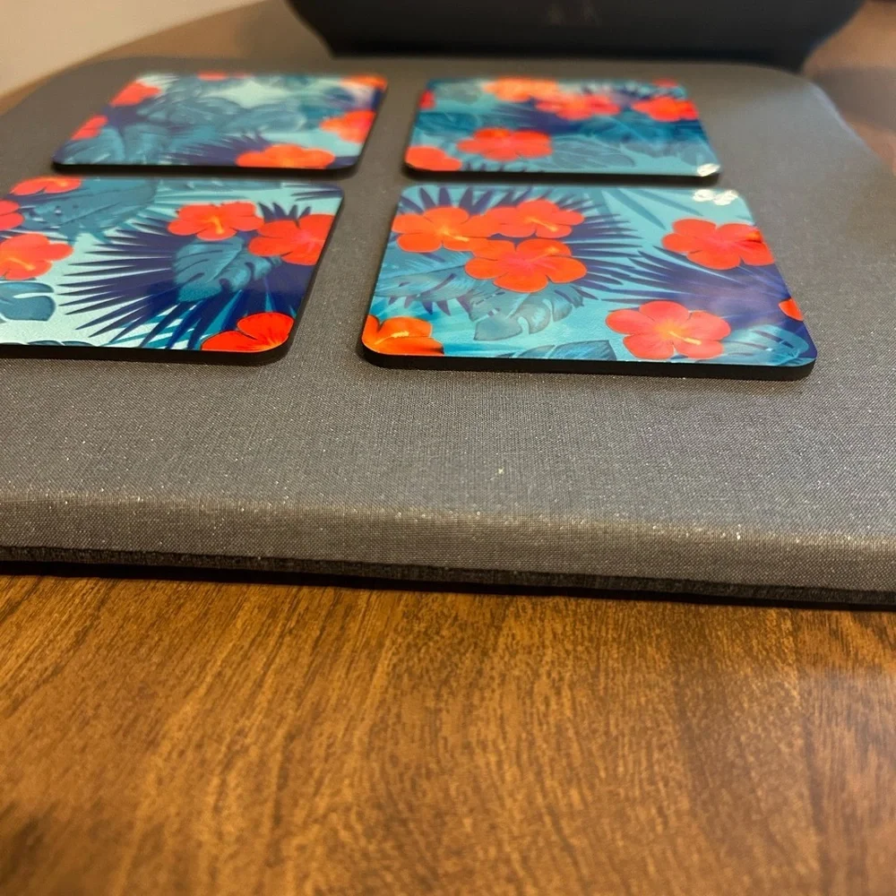Tropical Floral Coasters Set cork back‎ set of 4